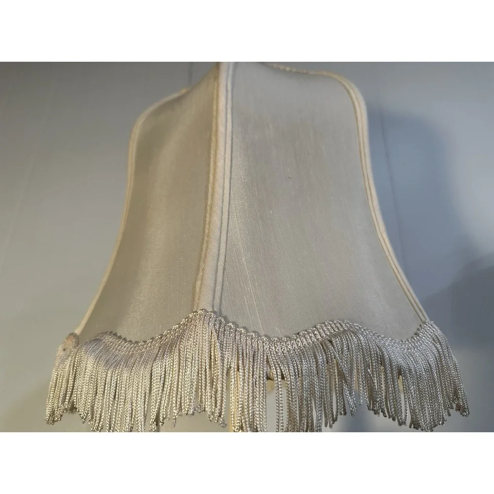 VTG Cast Metal Cherub Table Lamp Art Deco Style Wescal Hardware Fringe Shade 28